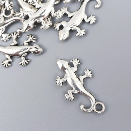 Decor for creativity Metal "Lizard" silver 2.3x1.2 cm-1