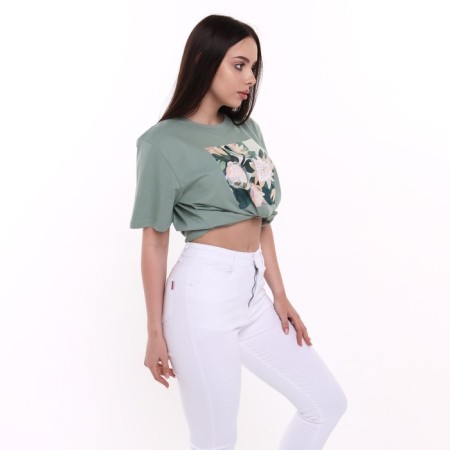 T -shirt female, olive color, size 48-1