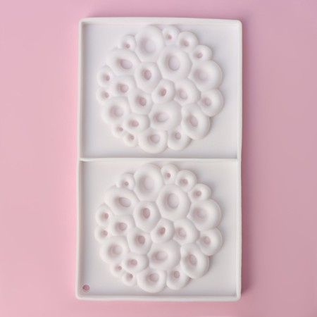 Form for mousse desserts and baking double shares "Coral", silicone, 30 × 17.5 cm, white color-3
