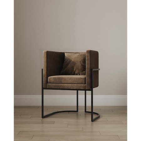 Armchair "Luna", 60 × 64 × 77 cm, brown color, black frame