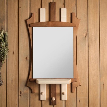 Carved mirror with a shelf, 3 hooks, combined