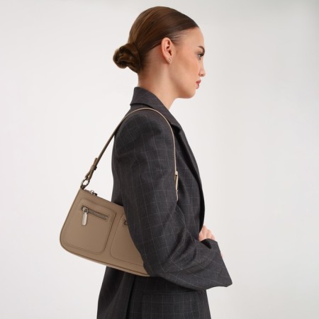 Female bag Textura, small size, beige color-10