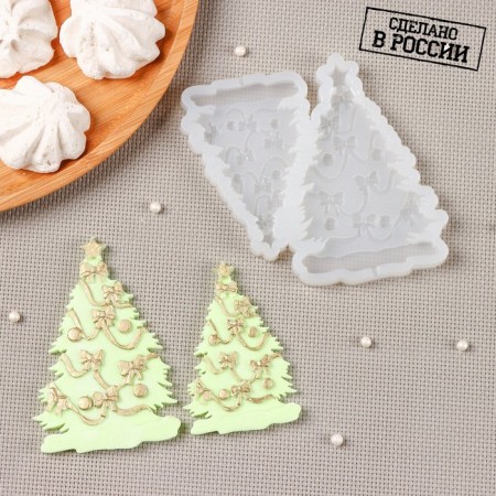 Silicone form "Christmas tree with bows", 12 × 10 cm, transparent color
