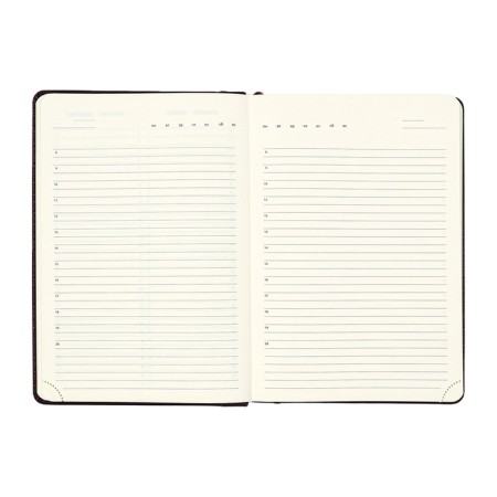 The diary is low, a solid cover of leatherette with foam rubber, thermo embossing, perforation, lies, cream block 70 g/m2, brown-9
