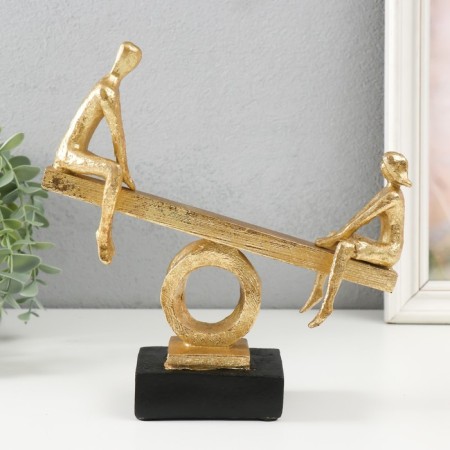 Polystone souvenir "Two on swings-spring" for metal, gold 21x7x22 cm-3