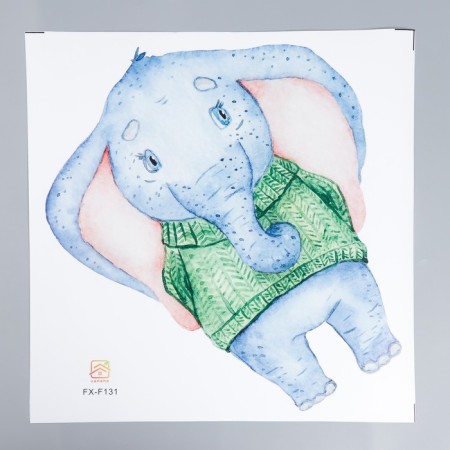 Sticker Plastic Interior color "Elephant in a green sweater" 40x39 cm-1
