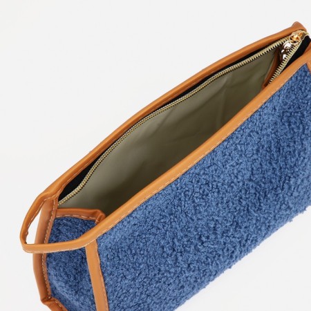 Cosmetic bag with a lining, blue color-2