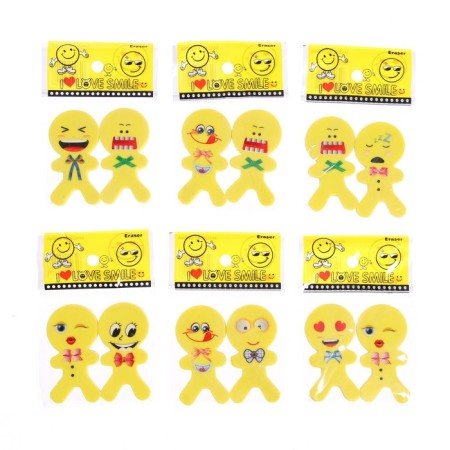 A set of curly erasers "Smile", 2 pieces, in a blister, mix-2