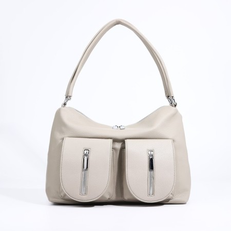 Bagon-tout on lightning, 3 outer pockets, light-gray color