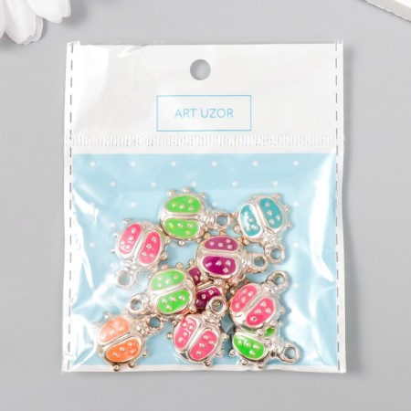 Decor for creativity plastic for metal "God's cow is bright" mix set 10 pcs 2.1x1.7 cm-3