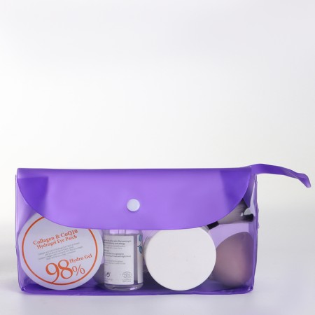 Cosmetic bag on the button, purple color-1
