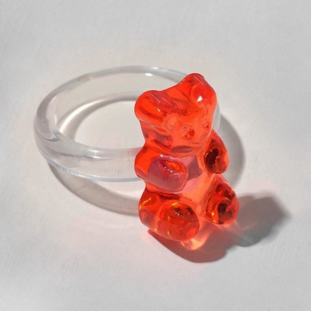 Ring "Marmalade Bear", red color, size 17-2