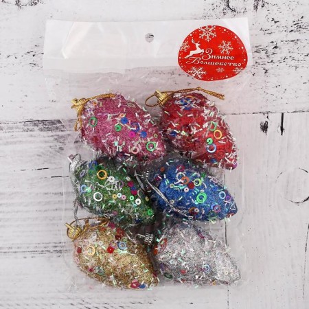 Christmas tree decoration "Payttes in sequins" (set 6 pcs) 4x7 cm, mix-2