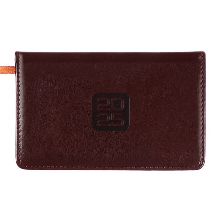 Pocket Dated 2025, 64 sheets, Devente.bravo, solid cover to leatzers with foam rubber, thermo embossing, block 70 g/m2, brown, 155 x 95mm