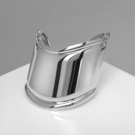 Bracelet Metal "Cuff" bend with strip, color silver-1