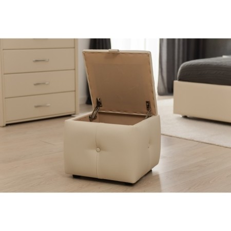 Alero square Poof with PM, 450 × 450 × 385 mm, eco -leather, vanilla souffle color-1