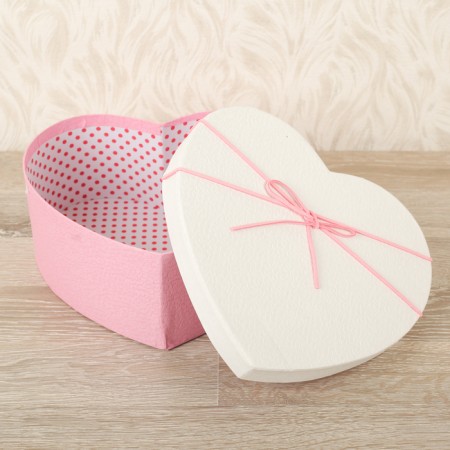 A set of boxes 3 in 1 heart, pink -white, 21 x 19 x 9 - 15.5 x 14 x 6 cm-2