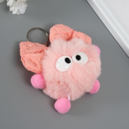 Fluffy on the ring "Masya with a large bow" peach 12x8x8 cm-2