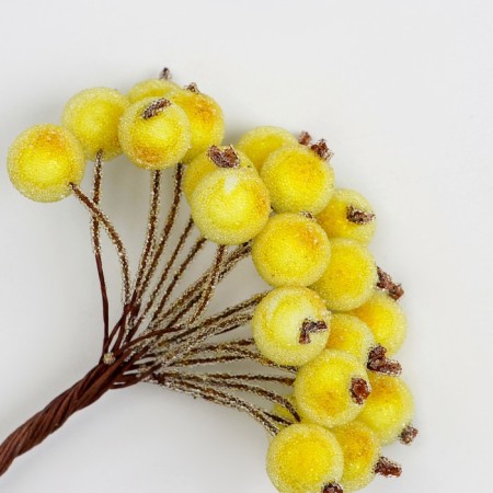 Decorative berries, yellow, 7 × 6 × 7 cm, 40 berries-1