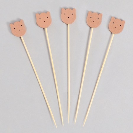 Wooden skewers "Bears", 13 cm, set 24 pcs