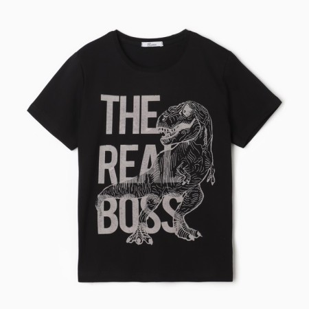 T -shirt for a boy, black color, height 128 cm