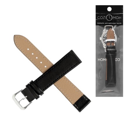 Solomon watch strap, 18 mm, genuine leather, L-20 cm, black-4