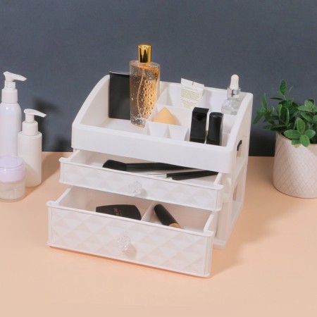 Organizer for storing manicure/cosmetic supplies, 8 sections, 2 boxes, 25 × 16.5 × 20 cm, white color-1