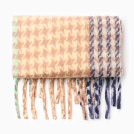 Female scarf, beige color/blue, size 30x180-2