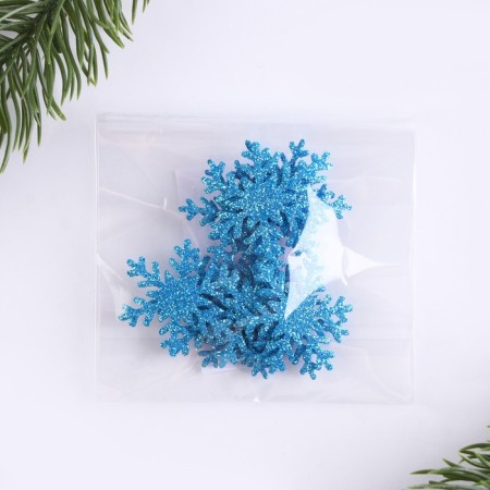 New Year's set for decor "Snowflakes" 12 pcs., Blue color-3