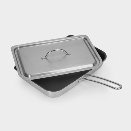 Luxstahl fish pan, 28x18.6x4.2 cm, anti -stick coating, stainless steel, induction