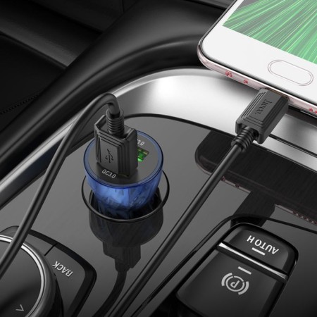 Hoco Z47, 2USB, 3 A, blue car charger-2