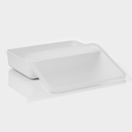 Storage container with lid LADOM "E LECTY", 36 × 26 × 8 cm, white color-3