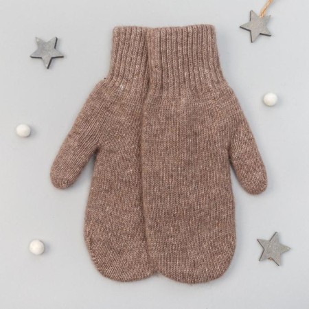 Women's mittens from Mongolian wool, brown color, size 17-19 (6.5-7.5)