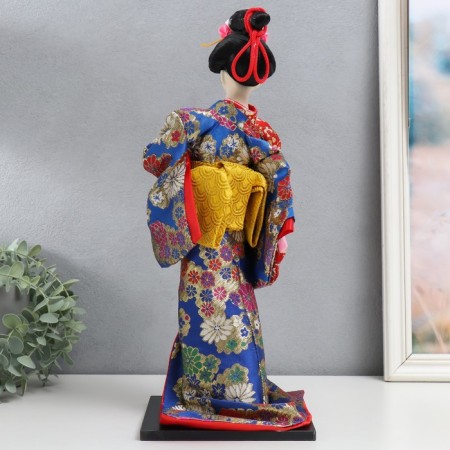 Collector doll "Geisha in a silk kimono with fan" 40 cm-2