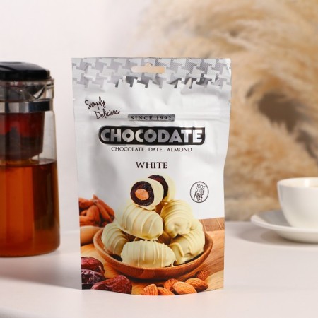 Dates with almond "chocodate" in white chocolate, 100 g