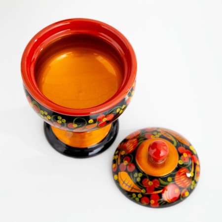 Candy, with a lid, large, Khokhloma-2