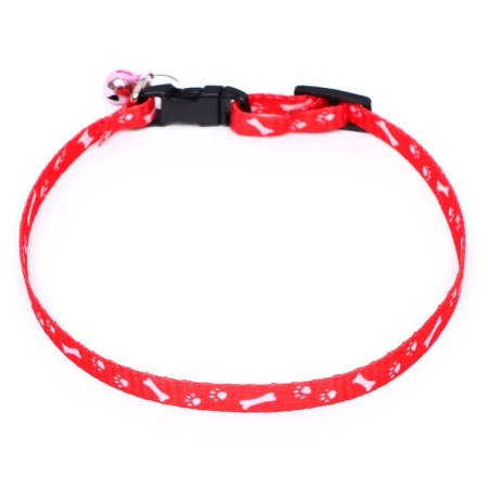 Collar "paws-capacity" with a bell, kapron, 30 x 1 cm, red-1