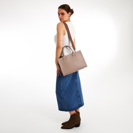 Female bag Textura, tout, medium size, beige color-1