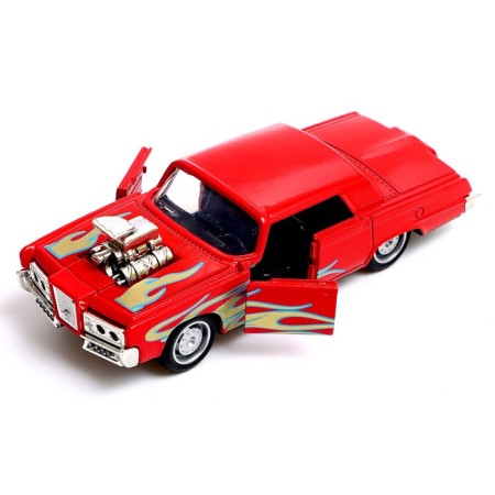 Metal Muscle Car, scale 1:32, light and sound, inertia, red color-3
