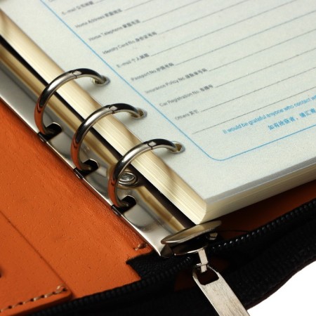 Organizer on the rings A6, 96 sheets in a ruler, on a zipper from 3 sides, leatherette, mix-5