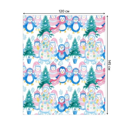 The tablecloth “Family of Snowmen”, rectangular, Saten, size 120x145 cm-1