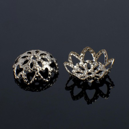 Hats for beads (set 30 pcs.) SM-019, 8 × 4 mm, silver color