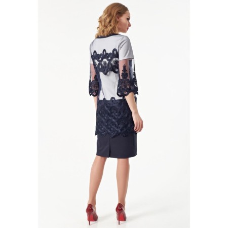 Female dress, size 42, blue, white color-8