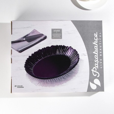 Glass dish "Amethyst", d = 33 cm, purple color-3
