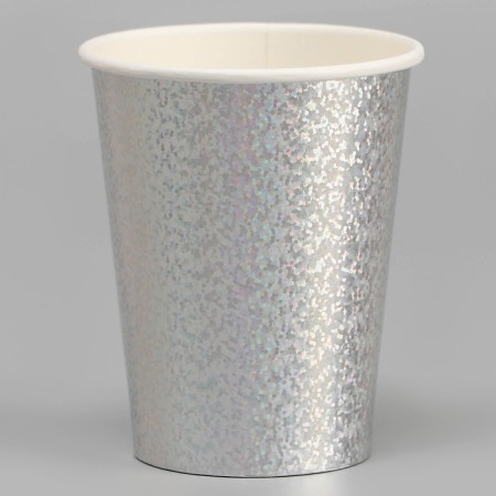 Paper glasses "holography", 6 pcs., Silver color