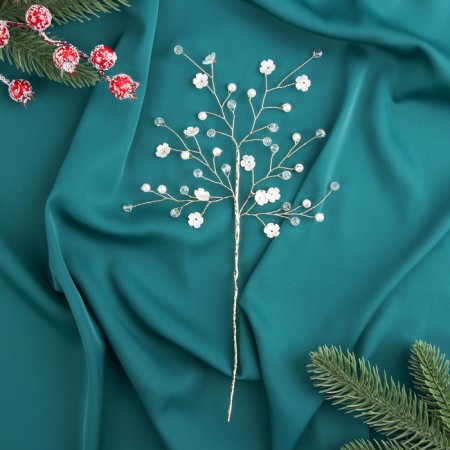 Decor "Crystal Tale" 26 cm, twig with flowers