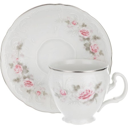 Coffee service 6/9 BERNADOTTE, decor "Pale roses, platinum layering", 15 items-2