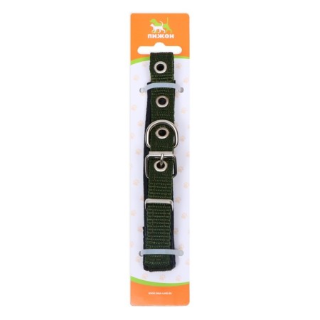 Collar "comfort" combined (polyester, claim. Leather) 39 x 1.5 cm, Osh 28-35 cm, dark green 609-7