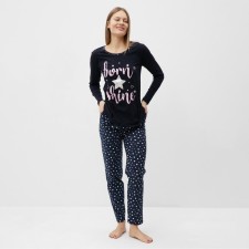 Комплект домашний женский (джемпер и брюки), цвет темно-синий, размер 54