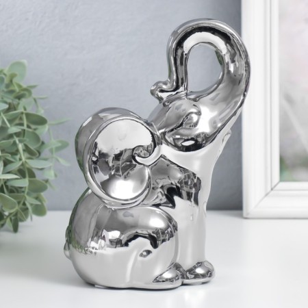 Souvenir ceramics "Elephant" silver 20x12x9 cm-3
